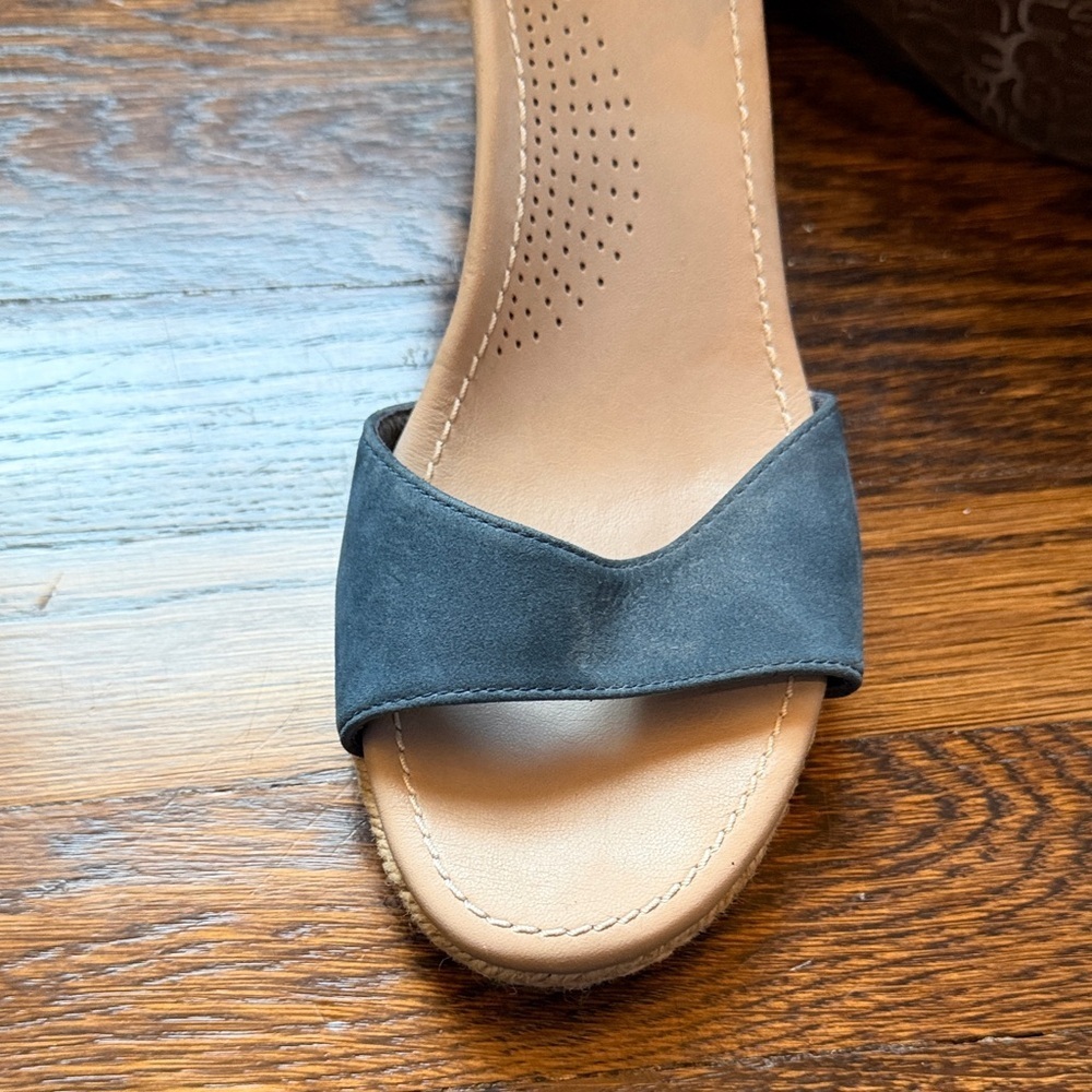 UGG Navy and Tan Wedge Sandals - Picture 5 of 10